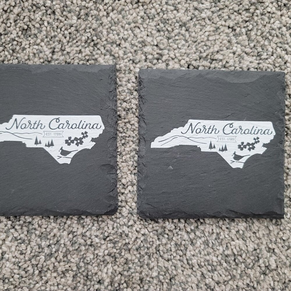 Set of 2 North Carolina Coasters Slate New ( Heavy)